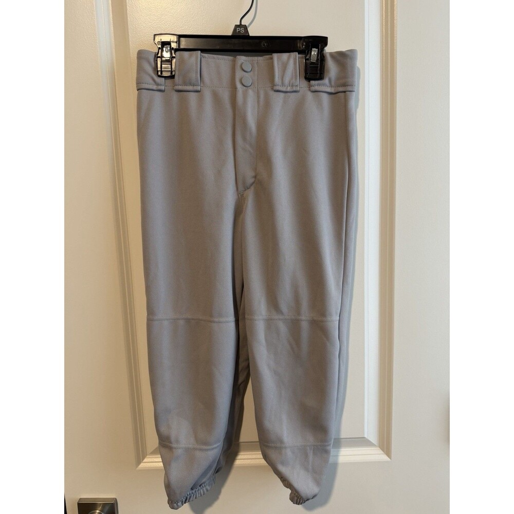 Rawlings Youth M Gray Baseball Pants BTB1010R Double Snap Elastic Cuff